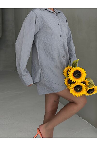 OUZ Fashion Women's Linen Shirt and Shorts Two-Piece Set