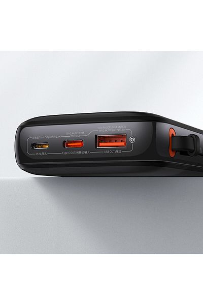 Baseus Powerbank 10000mAh USB USB-C iPhone Lightning + kabel USB-C - czarny