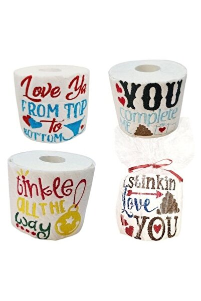ARIALE Set 4 Brocaded Toilet Papers 'I Love', Multicolor, Cellulose