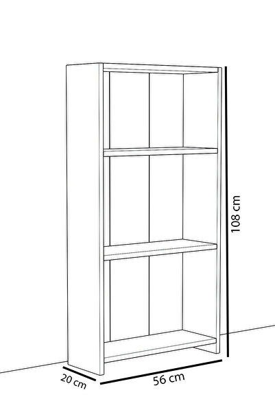 Remaks 3 RAFLI Kitaplık Kütüphane Hareketli Raflı Dekoratif Kitaplık-BEYAZ