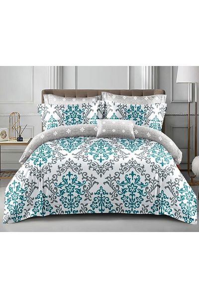 OEM Double Bed Linen, Satin Cotton, 4 Pieces, 200x230cm, Abstract, Multicolor