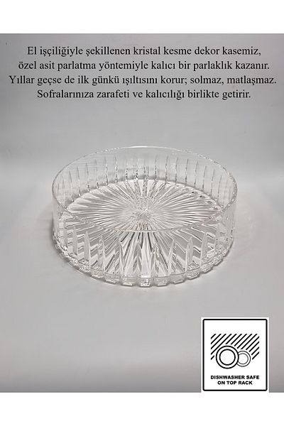 Akden Kristal Crystal Decor Handworked Elegant Glass Bowl