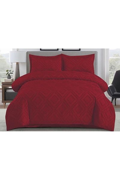 OEM Lenjerie de pat, Grofat M4, Uni, 4 piese, 2 persoane, 230x250cm, Bordo