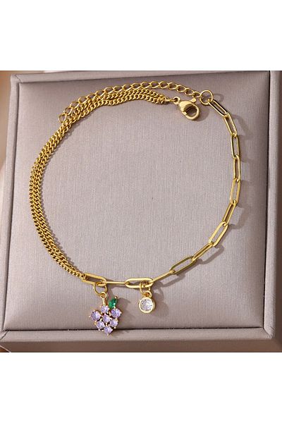 Eva Grace Erna bracelet, gold, made of stainless steel, decorated with zirconia talisman
