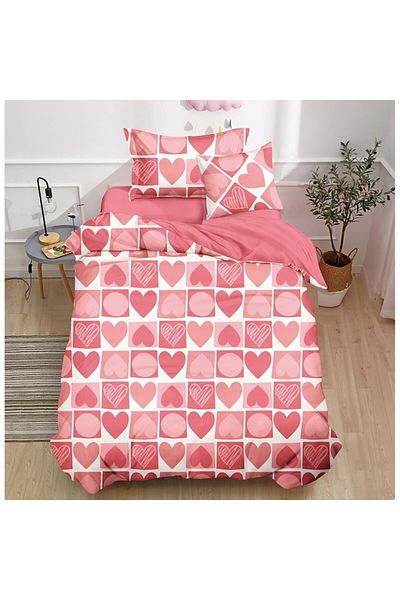 Pucioasa Set bedding made of fine cotton with elastic, fitted sheet, duvet cover, 2 pillowcases, for bed 140x