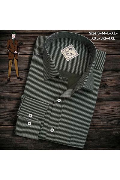 EREN STYLE Cămașă neagră din in, clasică, 100% bumbac, cu mânecă lungă, anti-transpirație, cu o singură buzunar (model normal)
