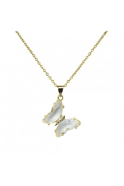 Eva Grace Georgina necklace, gold, stainless steel, with butterfly pendant