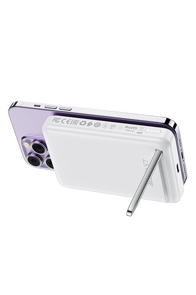 Acefast Powerbank 10000mAh indukcyjny magnetyczny z opcją podstawki PD 20W + kabel - biały