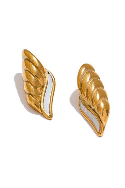 Eva Grace Filomena earrings, gold, made of 18K gold-plated stainless steel, with natural shell stone