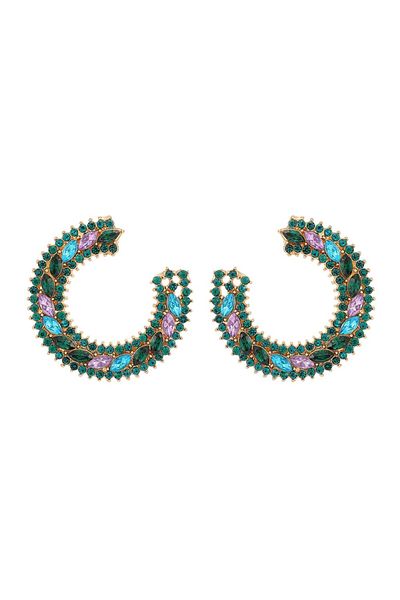 Eva Grace Lea earrings, multi-colored, round, decorated with stones