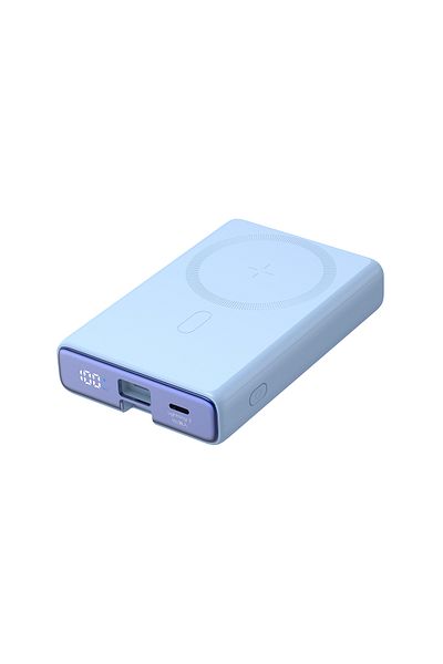 Joyroom Powerbank magnetyczny 10000mAh 20W z podstawką + kabel Lightning - USB-C niebieski