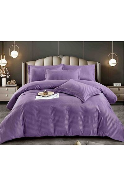 JOJO HOME Double Bed Sheet Set, Jojo Home, Damask, 4 Pieces, 1 Person, 155x230cm, Purple