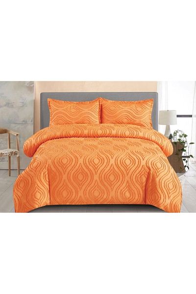 OEM Lenjerie de pat, Grofat M1, Uni, 4 piese, 2 persoane, 230x250cm, Portocaliu