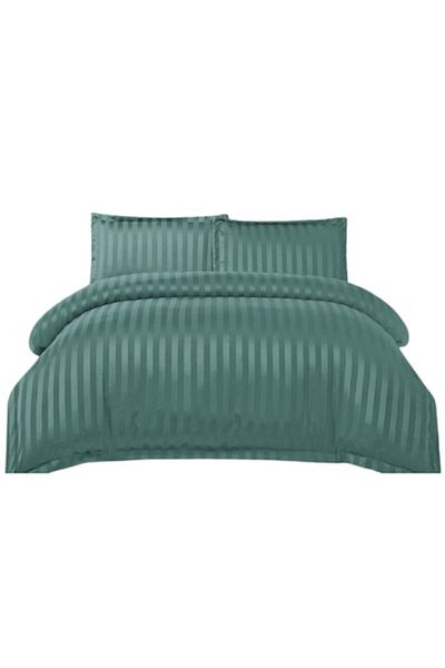OEM Bed Linen Set, Fitted Sheet, Finet Damask Type, 4 Pieces, Uni, 180x200cm, Bottle Green
