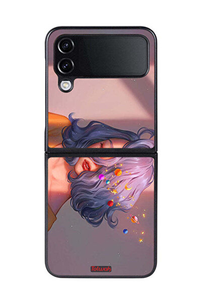 Tolwak غطاء حماية لهاتف سامسونج جالاكسي زد فليب 4 بتصميم فتاة وفضاء