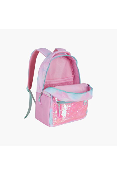 Pause Sequin Embellished School Backpack with Adjustable Shoulder Straps - 12x21 cms