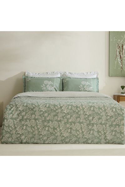 Karaca Home Haven 100% Cotton Single Duvet Cover Set Dark Mint