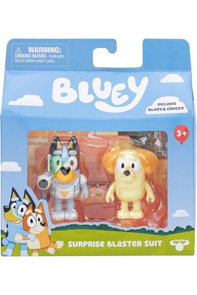 bluey مجموعة مفاجآت من قطعتين | مجسمات تشاكي مقاس ٢.٥ بوصة ببدلات ناسفة | مجموعة ألعاب إيبيسود فان
