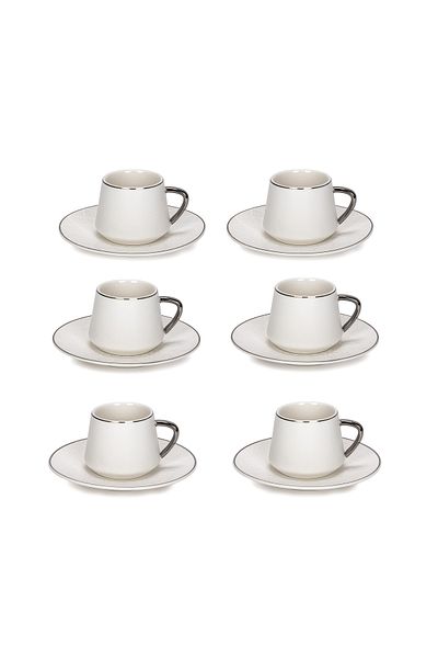 Dallaty silver and white porcelain Turkish coffee cups set 12 pcs