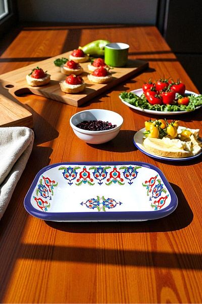 İnci Emaye No. 13 Enameled Square Plate Appetizer Breakfast Camping Picnic