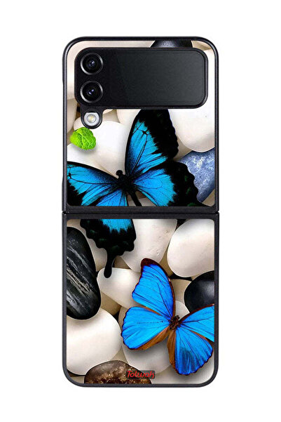 Tolwak غطاء حماية لهاتف سامسونج جالاكسي زد فليب 4 بنقشة فراشات على أحجار