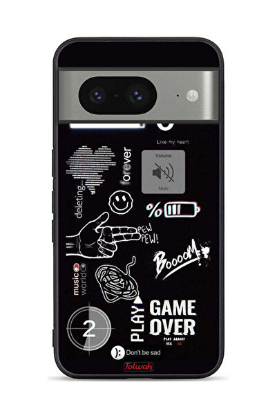 Tolwak غطاء حماية لجهاز Google Pixel 8 مطبوع عليه Game Over Pew Pew