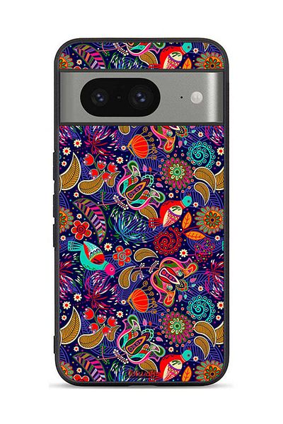 Tolwak Google Pixel 8 Protective Case Cover Pattern Colorful Birds Leaf Flowers