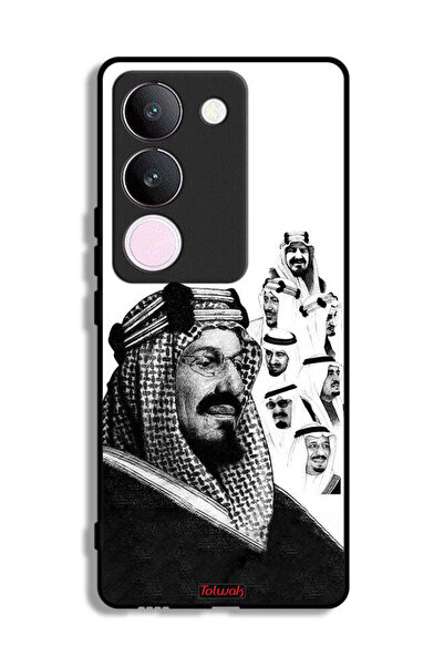 Tolwak غطاء حماية لهاتف فيفو V29، ملصق فني أبيض وأسود لملوك المملكة العربية ا...