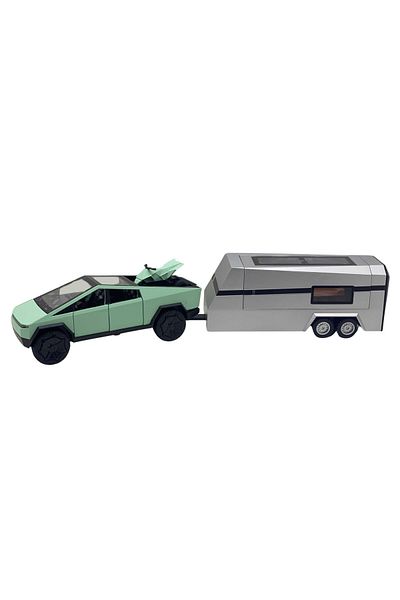 JPT Macheta metal Tesla Cybertruck verde 1:32 cu sunete, lumini si resort