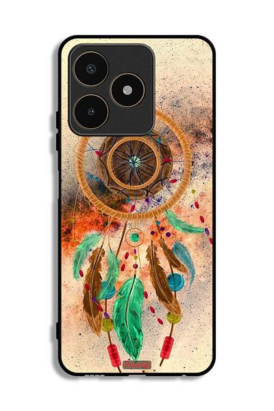 Tolwak Realme C53 Protective Case Cover Mandala Hanging Feathers