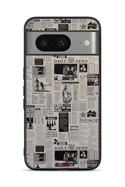 Tolwak Google Pixel 8 Protective Case Cover Newspaper Recording