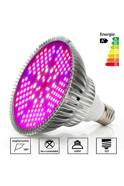 GlowforHome LED bulb 100W E27 for growing plants, vegetables, aquarium, full spectrum, 150 LEDs