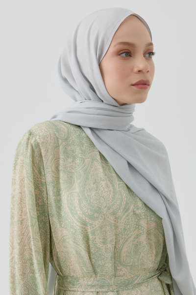 Tuğba Dalgasal Desen Pamuk Şal - Gümüş