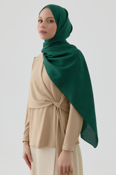 Tuğba Dalgasal Desen Pamuk Şal - Zümrüt
