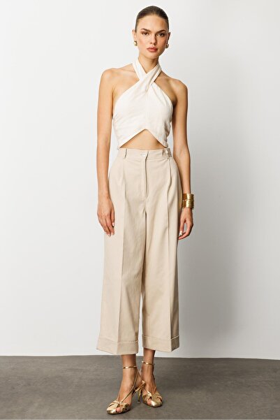 Moda İlgi Modailgi Yüksek Bel Pileli Bol Kesim Paçası Dubleli Pantolon - 7004...