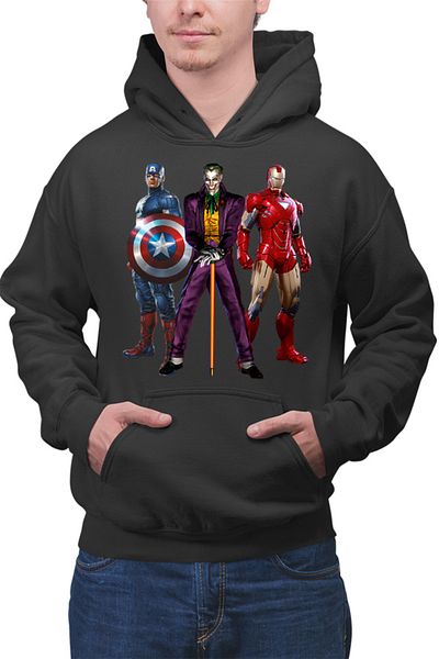 OEM Men's Hoodie Joker Captain America Ironman Trauma Sad Superhero