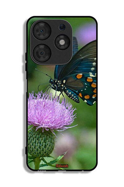 Tolwak غطاء حماية لهاتف تكنو سبارك 10 برو بتصميم فراشة على زهرة