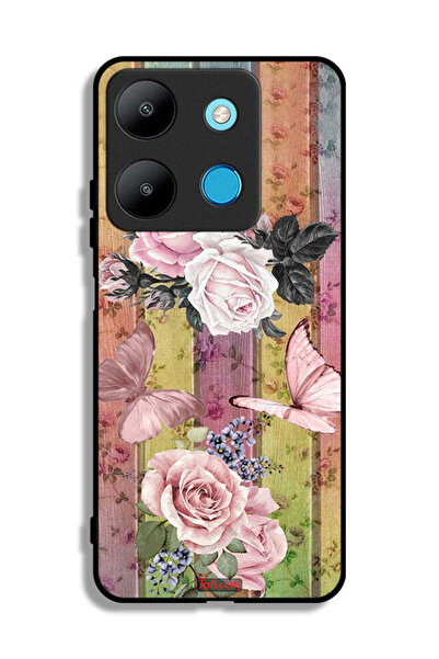 Tolwak غطاء حماية لهاتف إنفينيكس سمارت 7 بنقشة فراشات الخوخ والورود