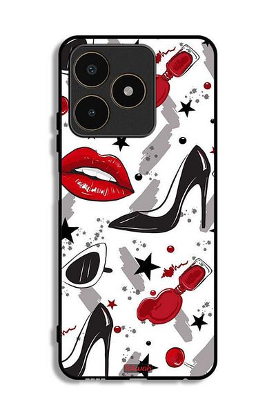 Tolwak Realme C53 Protective Case Cover Lipstick And Shoes Art