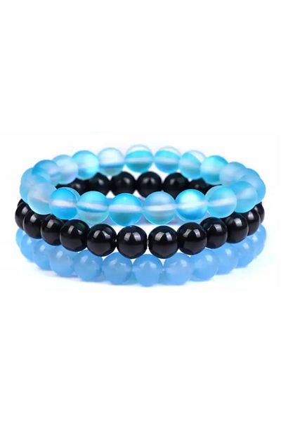 OEM SET OF 3 NATURAL CRYSTAL BRACELETS | BLUE MOONSTONE | ONYX | BLUE CHALCEDONIA