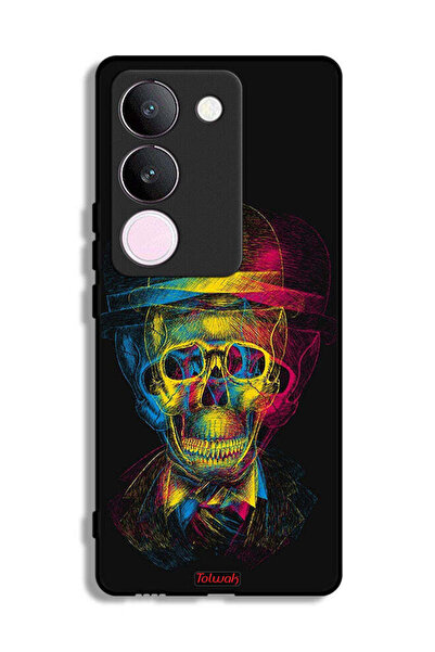 Tolwak غطاء حماية فيفو S17 بتصميم جمجمة وقبعة ملونة وفن خيالي