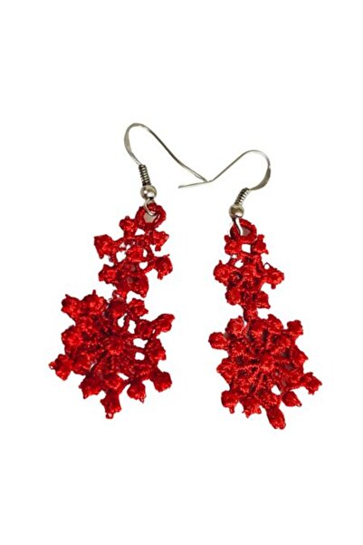 ARIALE Cercei Brodati Zambetul Zapezii, fulgi de nea, rosu