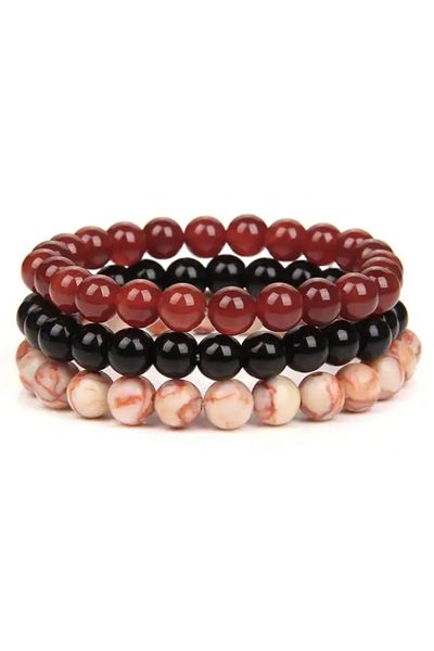 OEM SET OF 3 NATURAL CRYSTAL BRACELETS | RED AGATE | ONYX | PICASSO JASP | PROTECTION