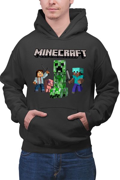 OEM Men's Hoodie Minecraft Steve Creeper Explode Logo Loot
