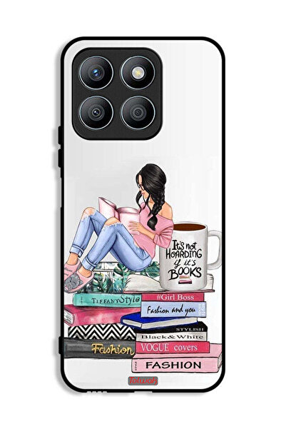 Tolwak غطاء حماية لهاتف Honor X8b بتصميم فتاة وكتب الموضة