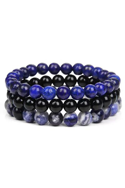 OEM SET 3 BRĂȚĂRI DIN CRISTALE NATURALE | LAPIS LAZULI | ONYX | SODALIT | PROTECȚIE | ÎNȚELEPCIUNE