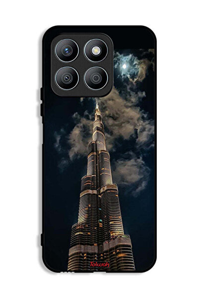 Tolwak غطاء حماية لهاتف Honor X8b بتصميم برج خليفة في الليل