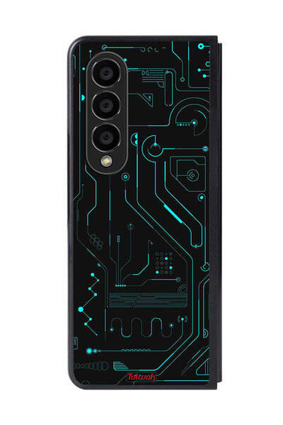 Tolwak غطاء حماية لهاتف Samsung Galaxy Z Fold 4 دوائر فنية رقمية بسيطة متعددة...