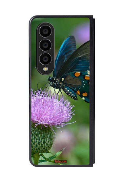 Tolwak غطاء حماية لهاتف سامسونج جالاكسي زد فولد 4 بتصميم فراشة تجلس على زهرة