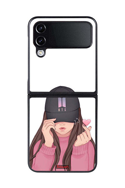 Tolwak غطاء حماية لهاتف Samsung Galaxy Z Flip 4 مع صورة فتاة تلتقط صورة